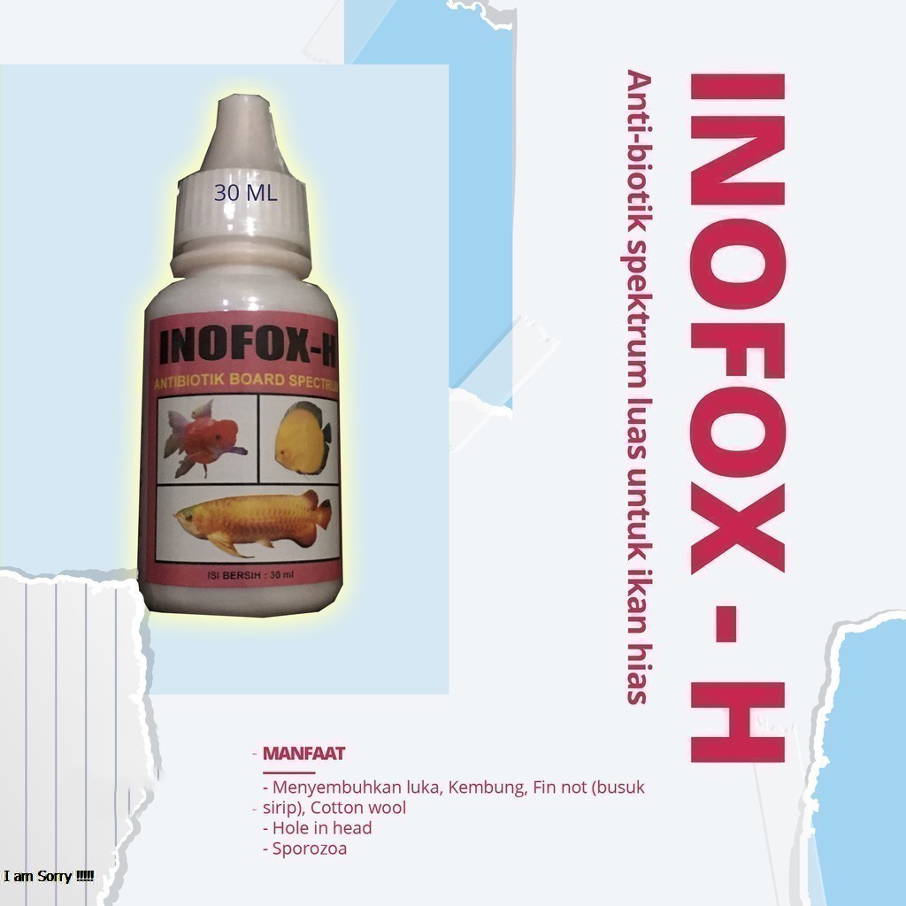 OBAT ANTI INFEKSI PADA IKAN HIAS - INOFOX H 30 ML - EFEKTIF BASMI PENYAKIT JAMUR PADA FISH - TINGKATKAN DAYA TAHAN &amp; KEKEBALAN TUBUH - MURAH GARANSI KUALITAS ASLI ORIGINAL- PET ANIMAL VETERINARY TAMASINDO VITAMIN HEWAN BINATANG PELIHARAAN MITRAPETLOVER