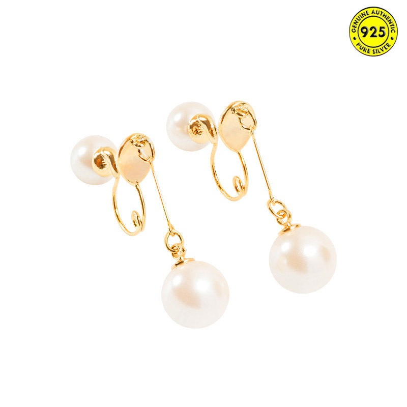 Women's Double-Sided Pearl Earring Ear Clip without Pierced Ears