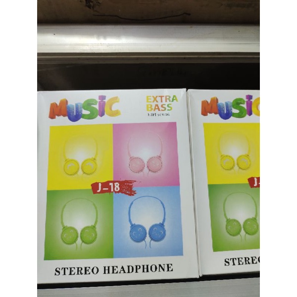 HEADSET BANDO ANAK J-18 HEADPHONE EXTRA BAS MACARON EARPHONE LUCU ANAK