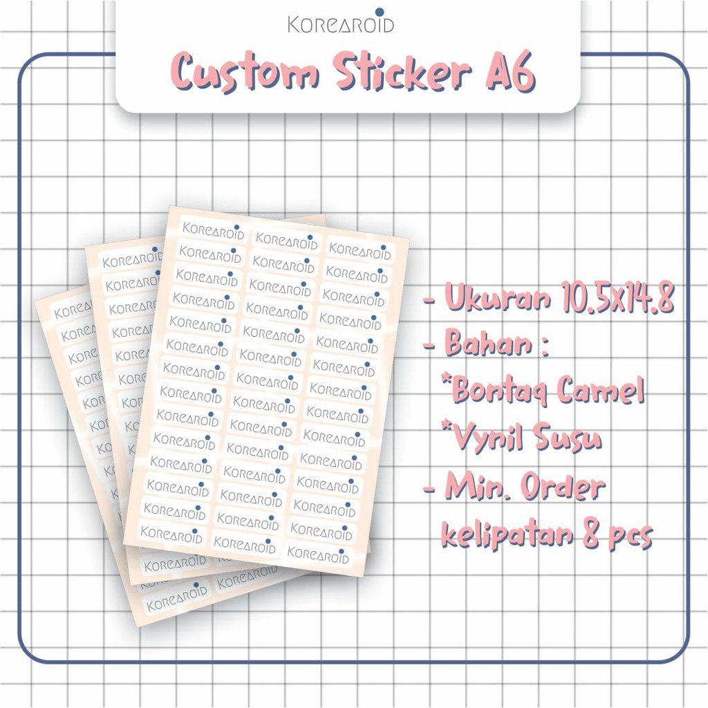 

TERMURAHHH !!! KELIPATAN 8PCS | Custom Sticker A6 | NO CUTTING