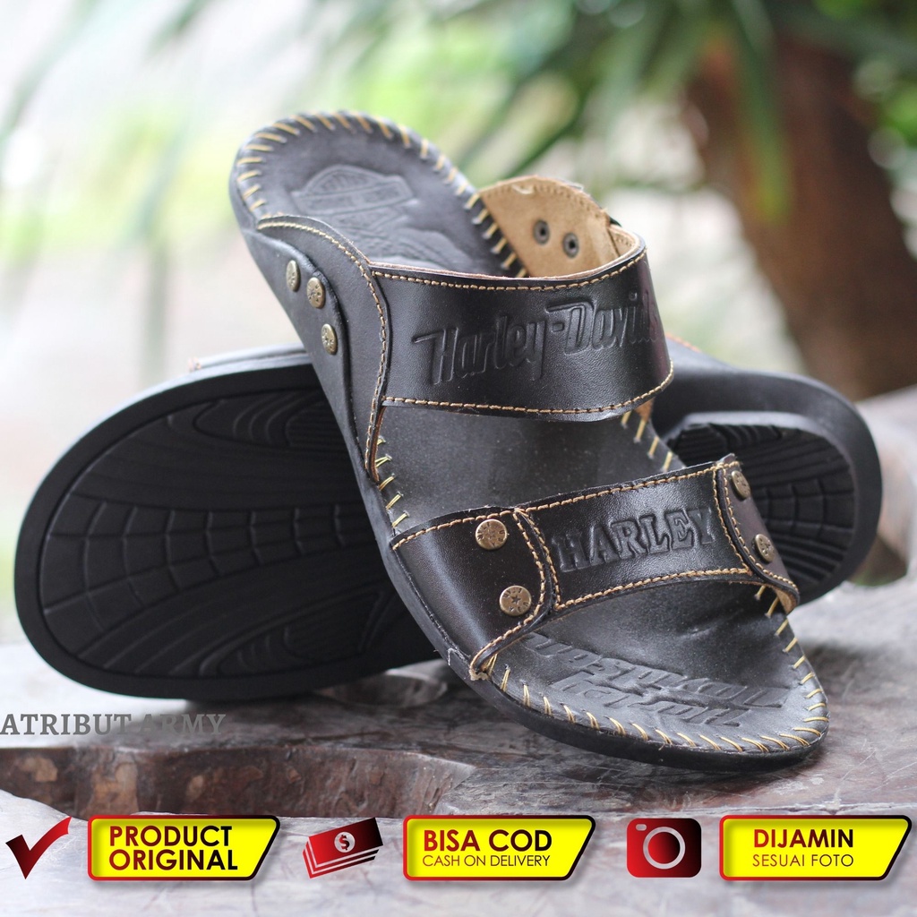 SANDAL KULIT HARLEY DAVIDSON PRIA | SANDAL SLIDE KULIT ASLI FULL UP SENDAL KULIT HARLEY DAVIDSON - SH02