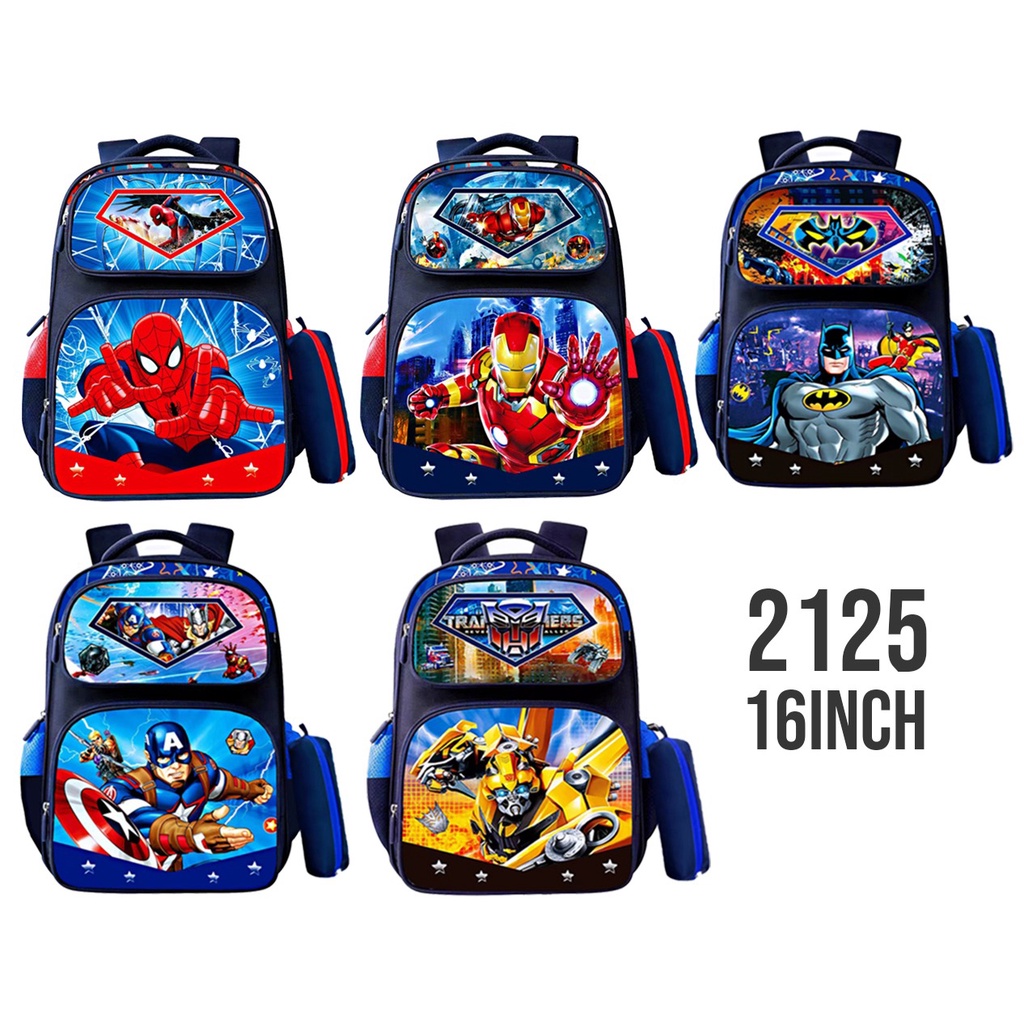 FREE PENSIL CASE - RANSEL 16&quot; TAS ANAK SEKOLAH SD LAKI LAKI GAMBAR  SUPER JAGOAN BINTANG ZOOM 3 RESLETING IMPORT ( ZOOM BADANG TOP KOTAK PENSIL 16&quot;  )