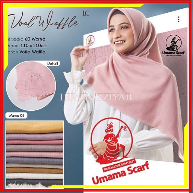 Grosir Hijab Umama Scarf Voal Waffle Lc Murah Jilbab Segi Empat Polos Laser Cut Segi4 Square