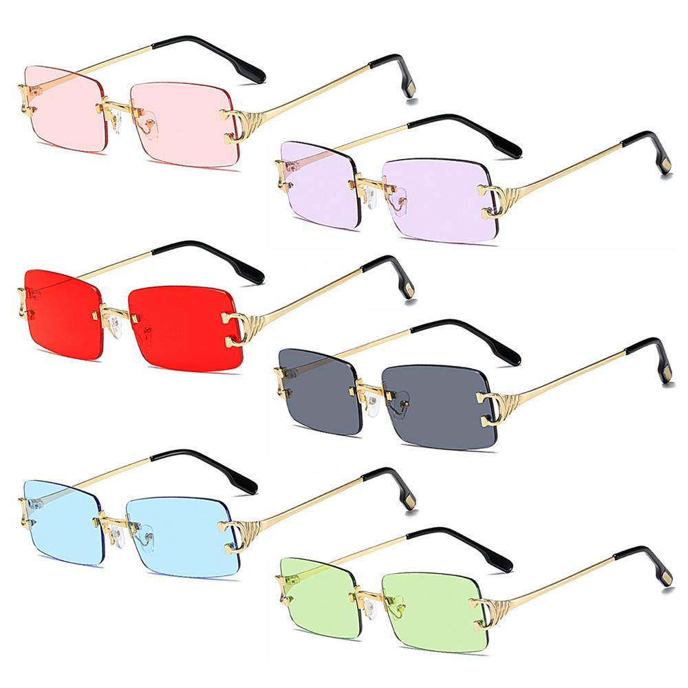 R-flower Retro Rectangular Sunglasses UV 400kacamata Berwarna Transparan Rectangle Glasses