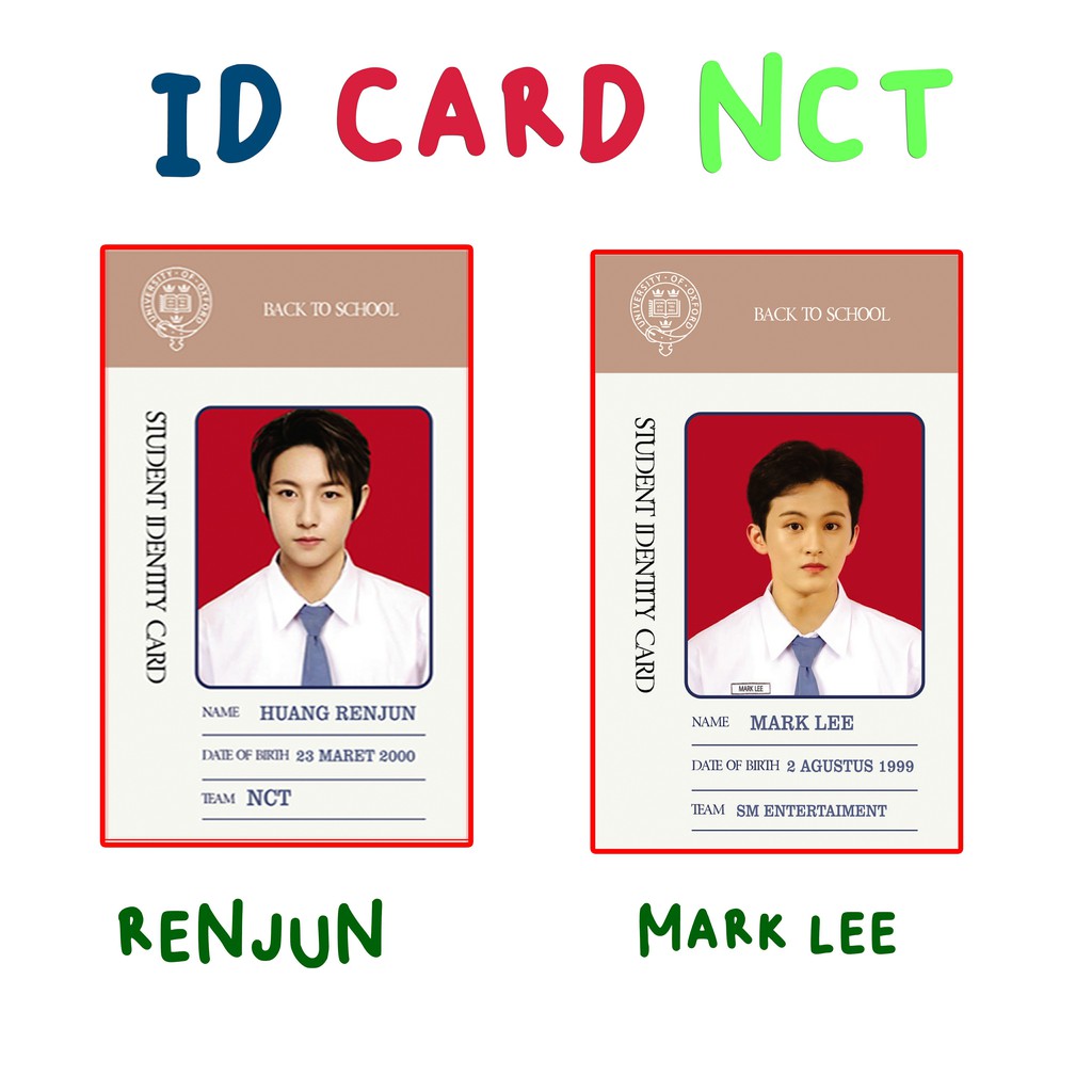 ID CARD MARKLEE DAN RENJUN I BACK TO SCHOOL I ID CARD NCT