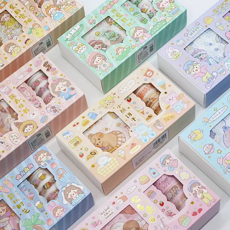 READY STOCK FANCY STICKER + WASHI TAPE BOX SET AESTHETIC LOVELY PINK KAWAII KIYOWO SELOTIP MOTIF LUCU WARNA WARNI CEWEK COWOK VIRAL TIKTOK ANAK PEREMPUAN REMAJA KOREA HP SCRAPBOOK JURNAL DIARY DEKORASI BUKU CATATAN DESAIN HEWAN DECO HADIAH ULANG TAHUN