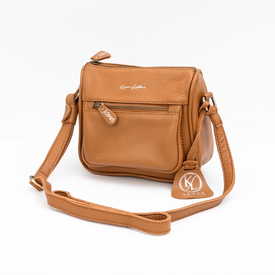 Kenes Leather Sling Bag Wanita Tas Selempang Kulit Asli IRISH Pullup - Free Gravir Nama