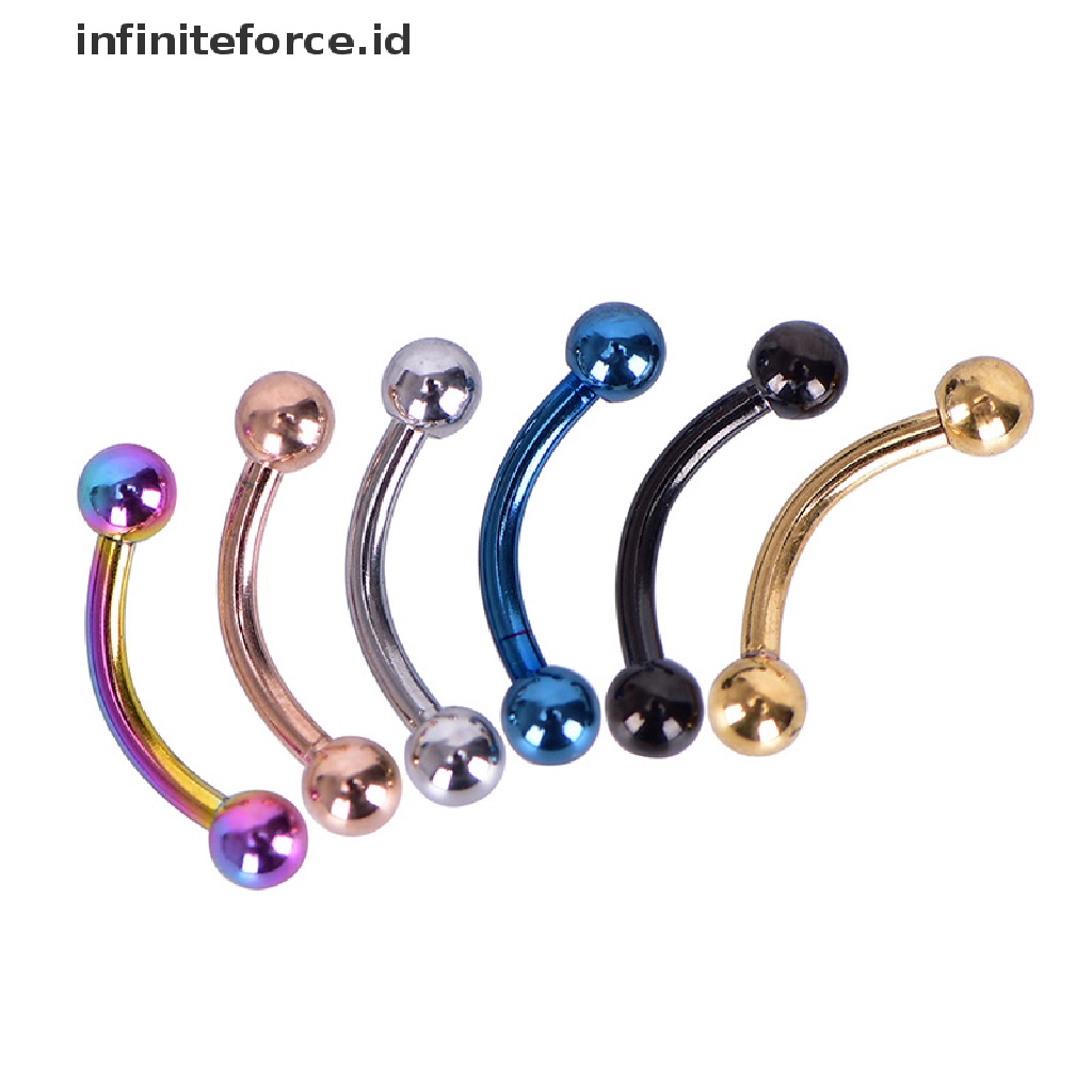 Infiniteforce.id 12pcs / Set Anting Tindik Alis / Bibir / Tubuh Bentuk Barbel Lengkung Untuk Pria