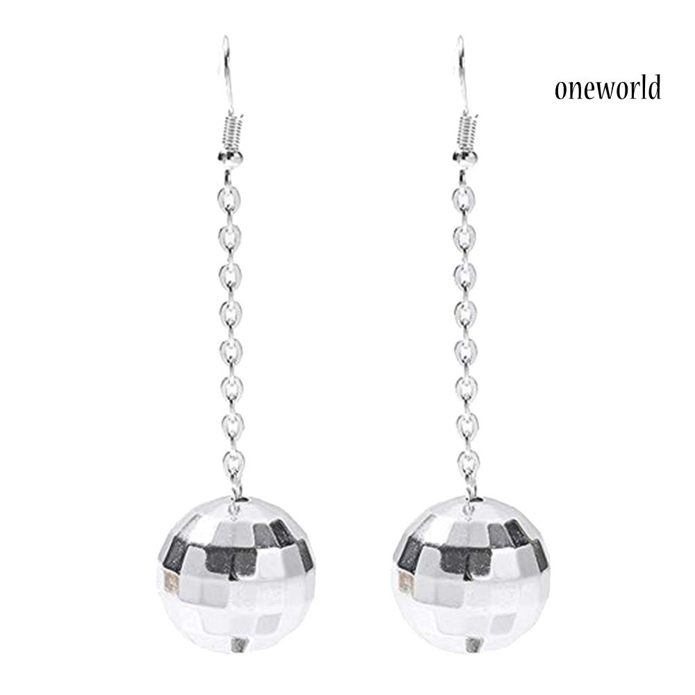 OW@ Women Fashion Disco Ball Tassel Long Dangle Hook Earrings Party Jewelry Gift