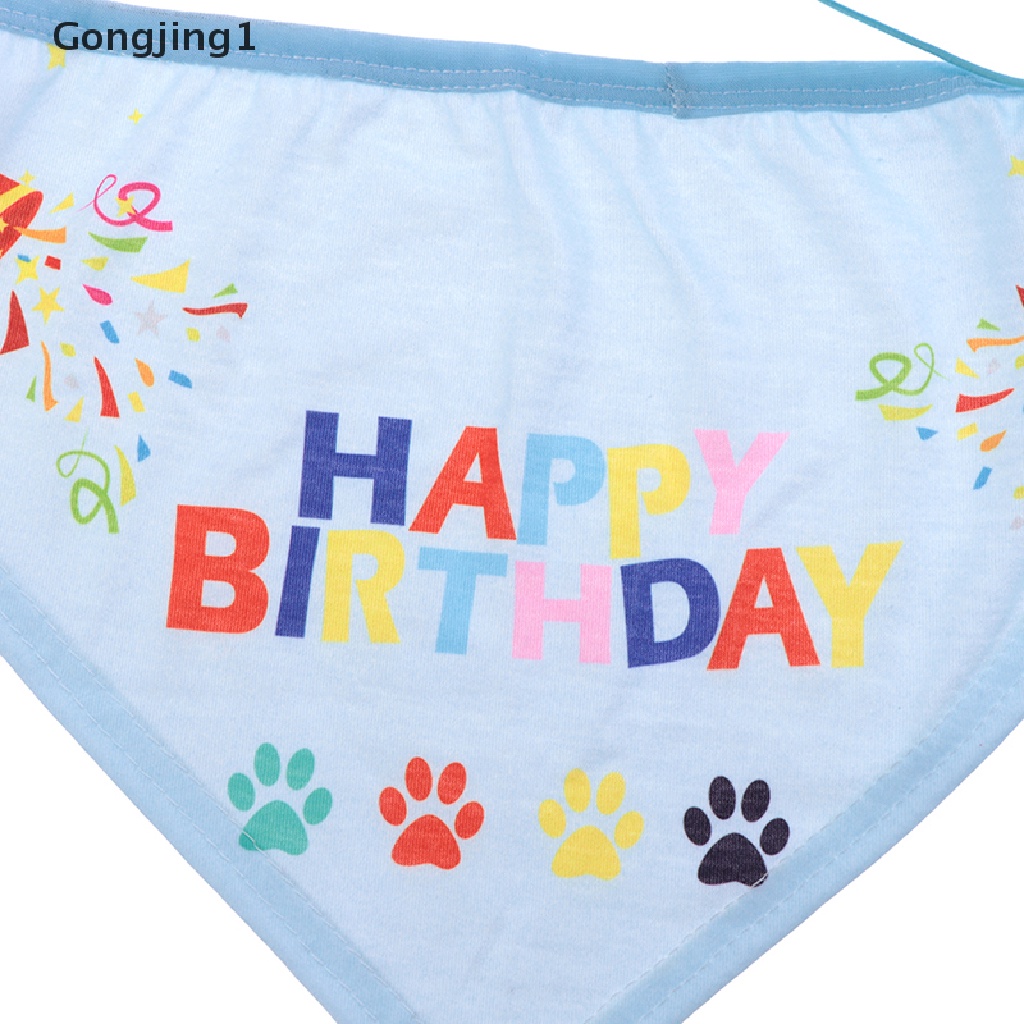 Gongjing1 Topi Kerucut Motif Tulisan Happy Birthday Untuk Kostum Anjingkucing