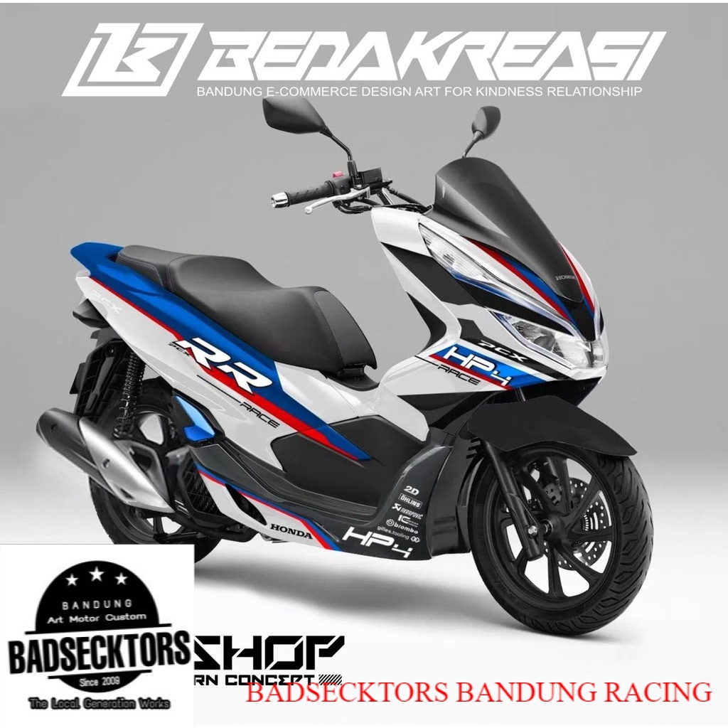 DECAL PCX 150 list M power biru putih merah variasi keren