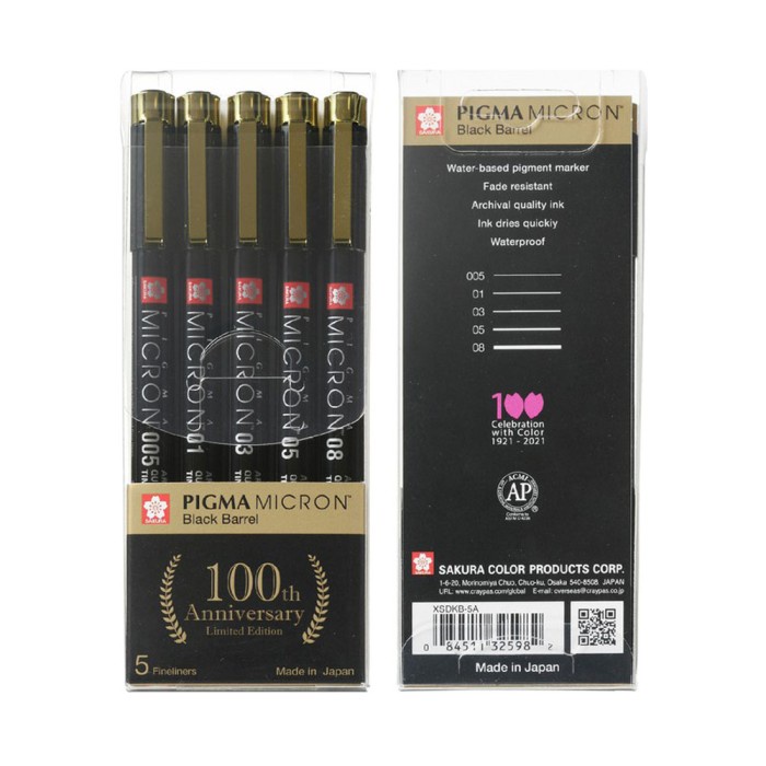 

Pendrawing- Sakura Pigma Micron Black Barrel 100Th Anniversary Limited Edition Set -Drawing-Pen.
