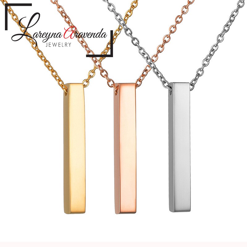 Kalung &amp; Liontin Unisex Titanium Awet Selamanya Model Batang Vertikal Harajuku KL070