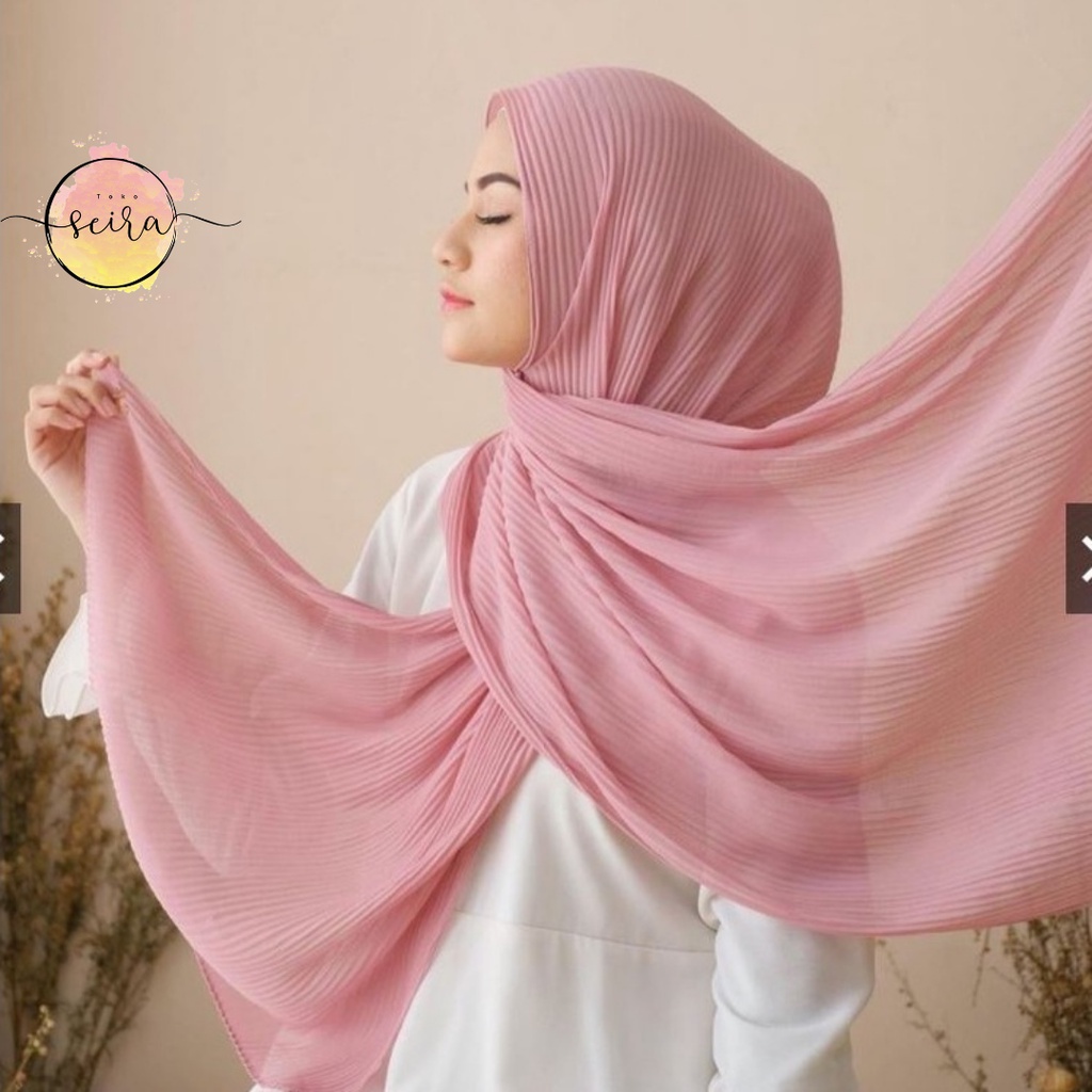 [BISA COD] Pashmina Plisket Full Lidi Ceruty Babydoll / Pasmina Plisket Lidi Premium / Pleated Shawl