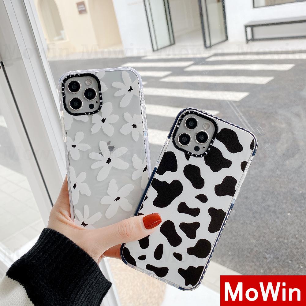 Mowin - iPhone Case Soft Case Clear TPU Thick Silicone Shockproof Cow Flower Black and White Simple Style For iPhone 12 Pro Max iphone 8plus 12 Pro 11 7 mini SE2020 7plus MAX Xr Max XS