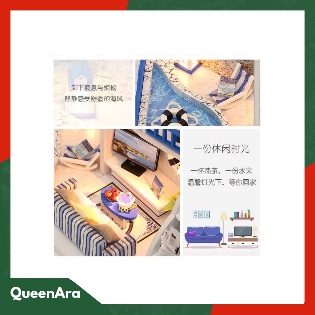 HONGDA Miniatur Rumah Boneka DIY Doll House Wooden Furniture - M04