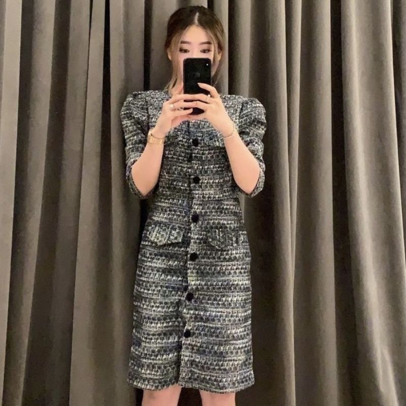 GOULDING OFFICIAL PIERRE TWEED DRESS IN BLACK M