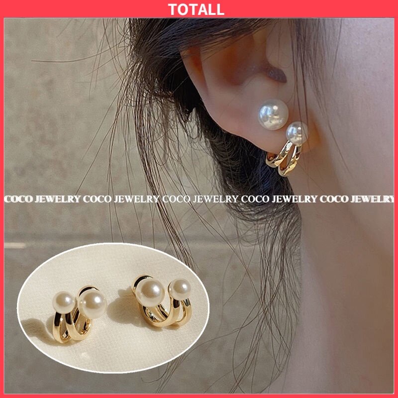 COD Anting Fashion Korea Tusuk Silver 925 Wanita Desain Ekor Ikan Hias Mutiara 2022-Totall