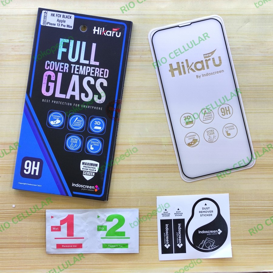 Tempered Glass iPhone 13 Pro Max / 13 Pro / iPhone 13 full Cover Hikaru indoscreen full set