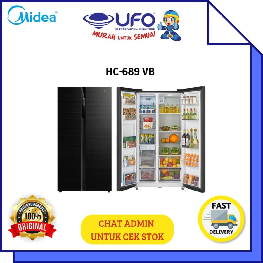 Jual MIDEA HC689VB KULKAS 2 PINTU SIDE BY SIDE | Shopee Indonesia