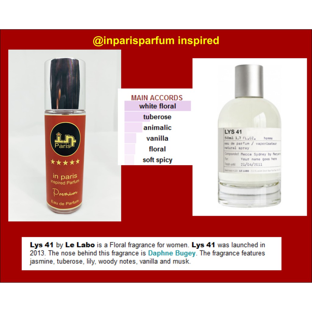 in Paris Parfum inspired LE LABO LYS 41