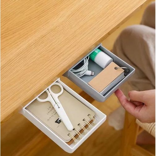 

Laci Mini Tempel Bawah Meja Storage Box Tempat penyimpanan Alat Tulis