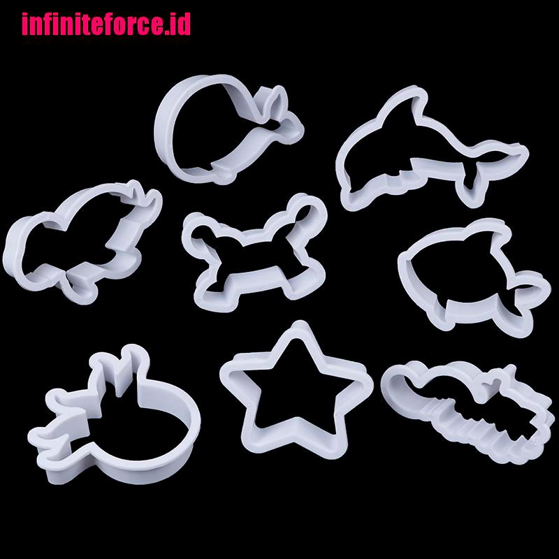 8pcs/set Sea Creatures Cookie Cutter Whale Dolphin Fondant Tool Biscuit Moulds