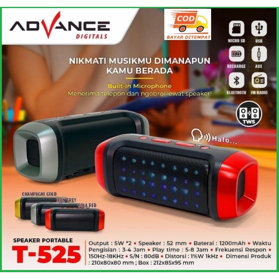 Advance speaker bluetooth T-525 speaker portable mini super bass
