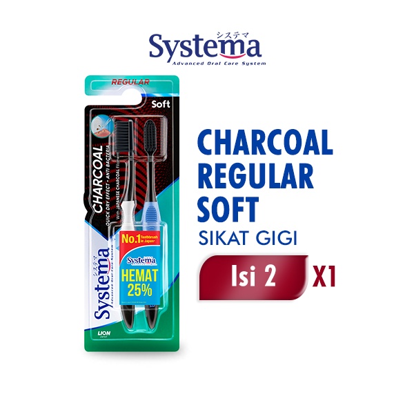 Systema Sikat Gigi Charcoal Reguler Isi 2 Pcs