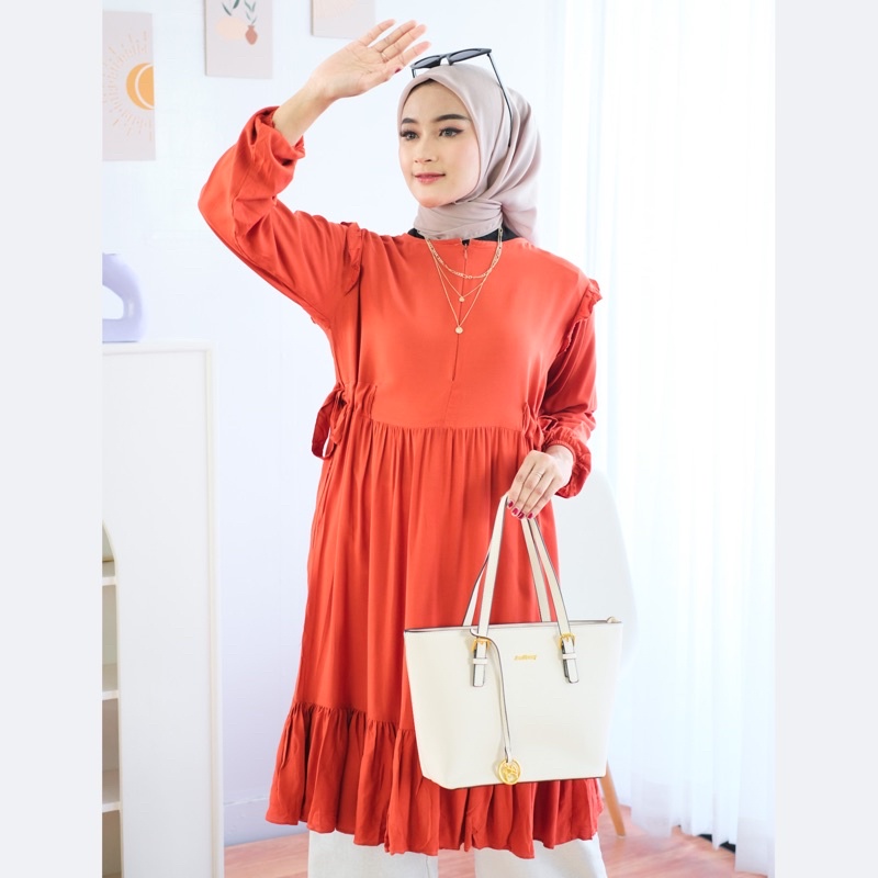 (AMD) TUNIK MOFITA SERUT SAMPING DAILY BUSUI MIDI DRESS RAYON