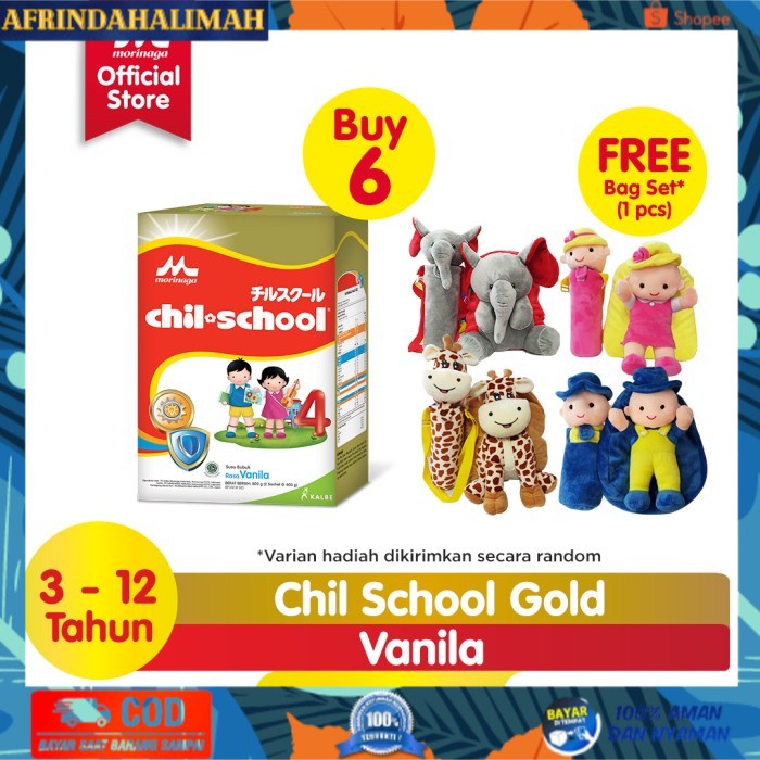 

[TERBARU] Buy 6 Morinaga Chil School Gold Vanilla 2x400gr Free Bag Set