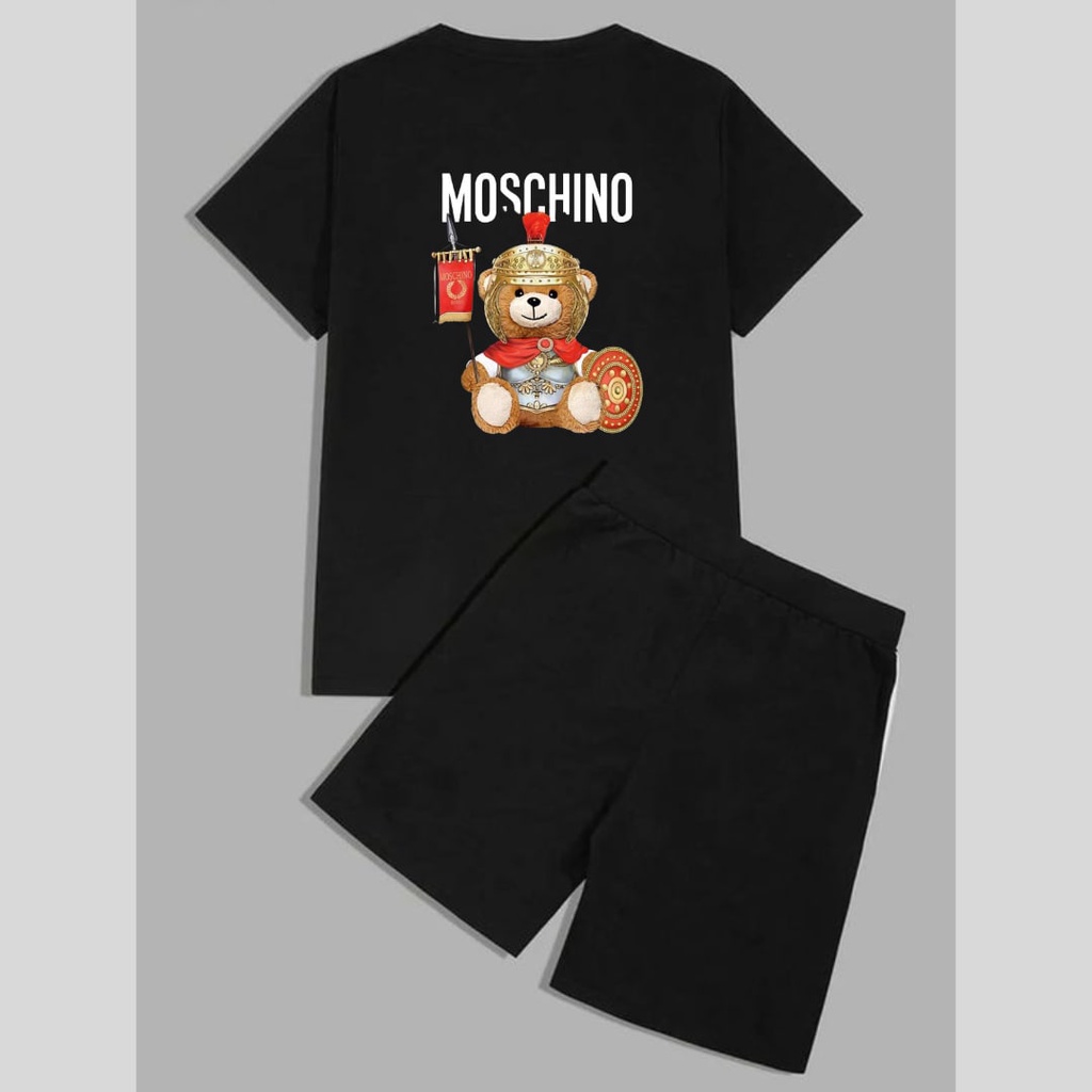 Clothing May - 1 Set Moschinoo King 1 Set One Set Oneset Satu Pasang Satu Setel Fashion Sepasang Kaos Koas Set Boxer Distro Kekinin T Shirt Tshirt T-Shirt Premium Murah Unisex Sablon Dtf Murah Celana Pria Pendek Tali Kolor Bokser