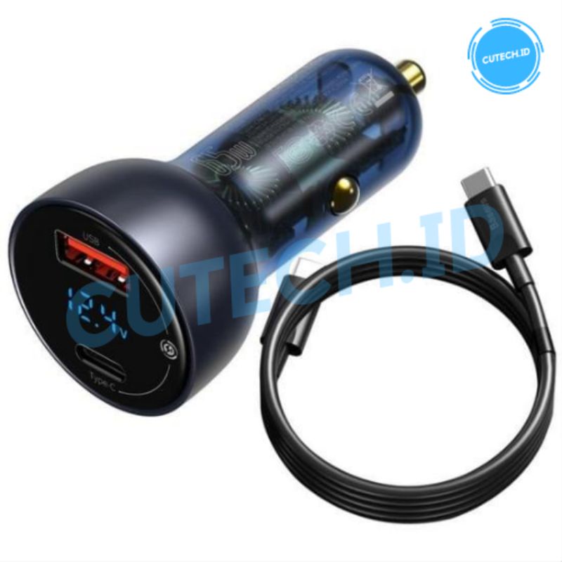 BASEUS CAR CHARGER 45W / 5A DUAL OUTPUT QUICK CHARGE SUPPORT PD QC PPS AFC (INCLUDE CABLE)