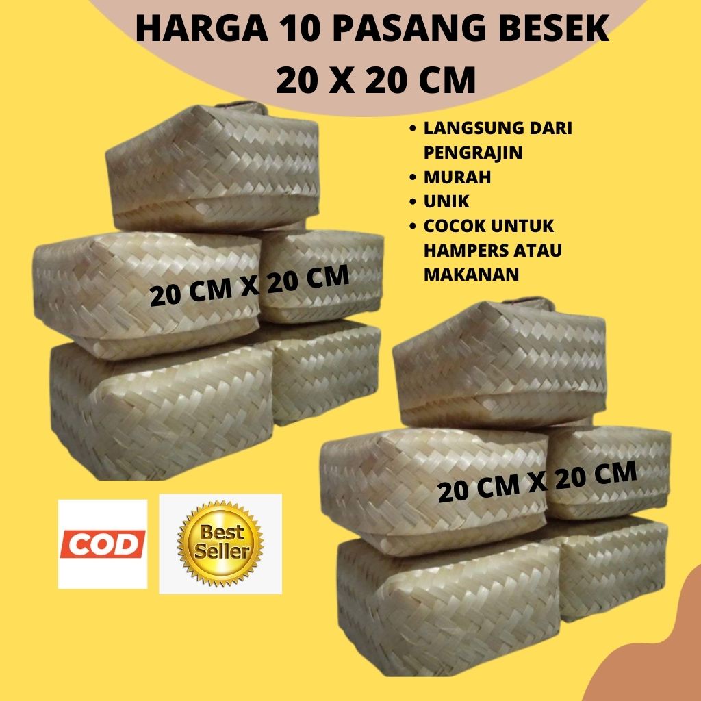 [ Halodul ] BESEK BAMBU 20 CM X 20 CM ANYAMAN BAMBU MURAH TERBAIK | besek bambu hampers | kotak hant