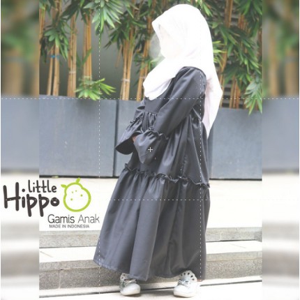 Gamis Baju Anak Perempuan Little Hippo Premium_Black