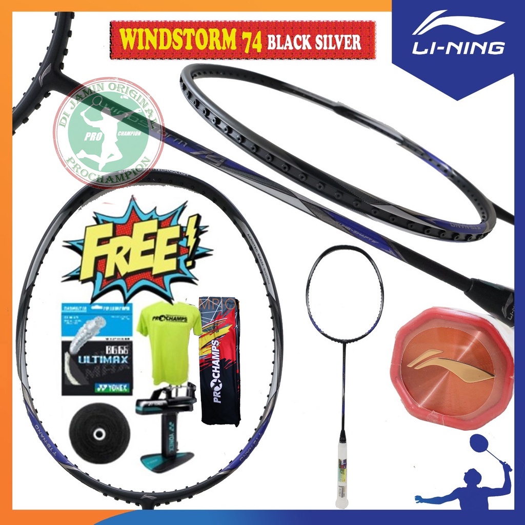 Lining Windstorm 74 Raket Badminton Original (Paket Ultimax)