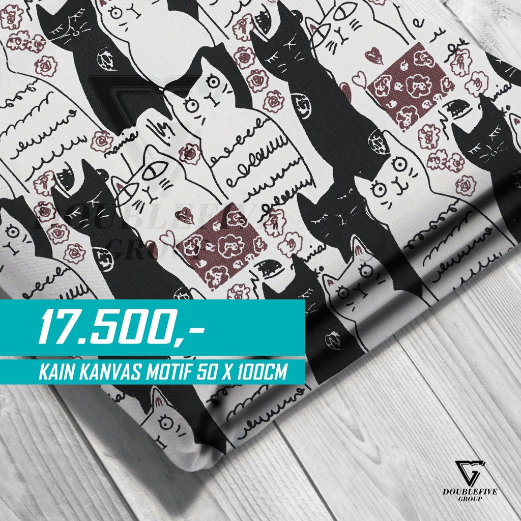 Kain Kanvas Meteran Motif 50 x 100 Cm - Kucing