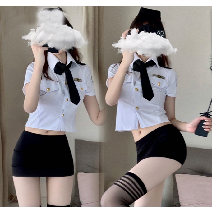 ( COD) Lingerie Wanita Set Rok Mini Seragam Cosplay Pakian Dalam 3A258