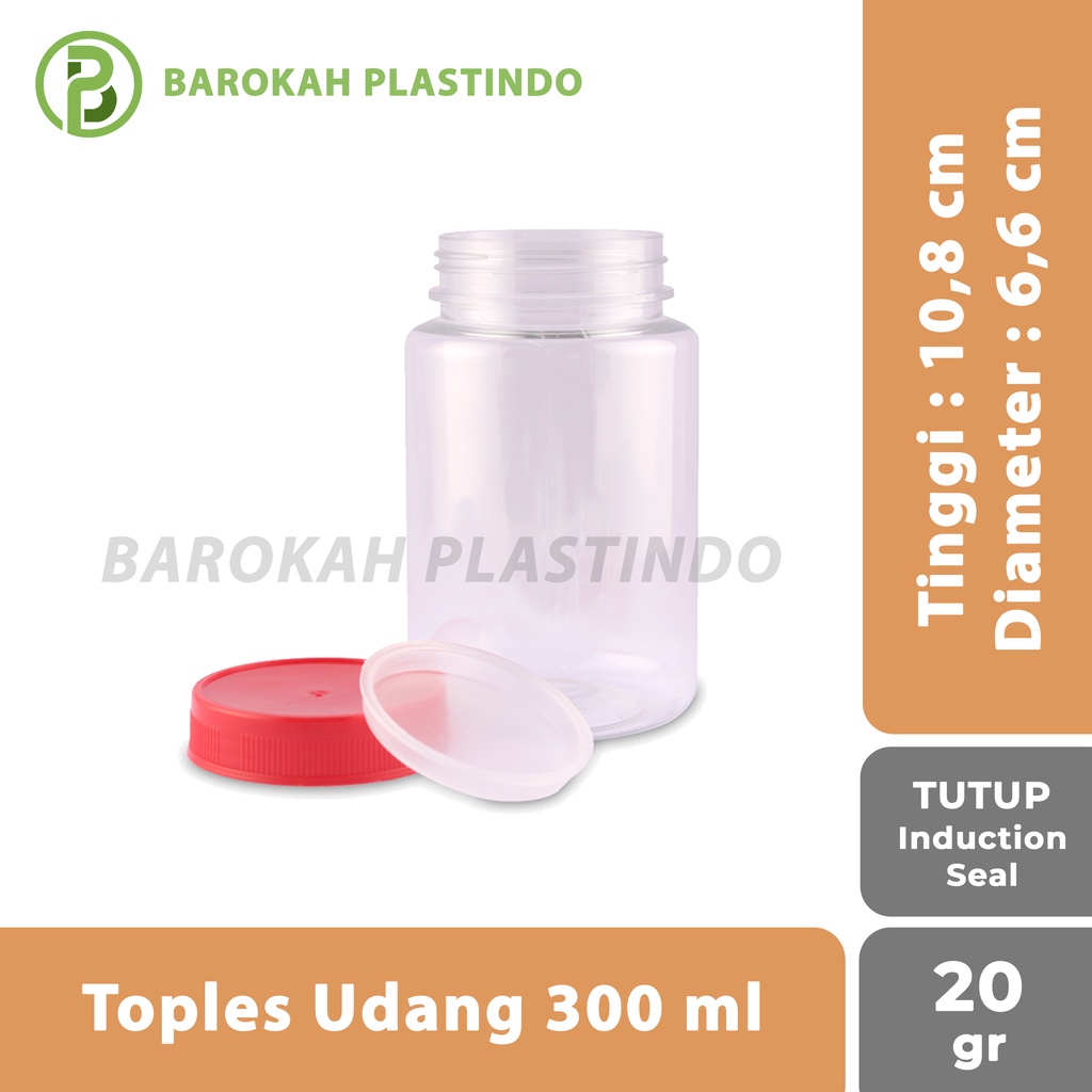 Botol Toples Udang 300 ml (MINIMAL 50 PCS) / Toples Plastik 300 ml / Toples Plastik / Toples 300 ml