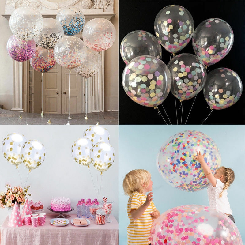 10 Pcs/set Glitter Warna-Warni Confetti Balon Lateks Dekorasi Pesta Ulang Tahun Baby Shower Balon Udara Pernikahan Romantis Payet Balon Mainan Anak