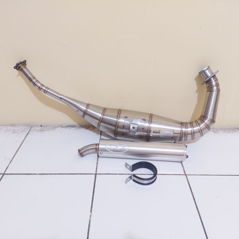 KNALPOT  STAINLESS   BUAT MOTOR NINJA RR/ R UKURAN  PERUT 39 SELENCER RC3 MONCONG STAINLESS