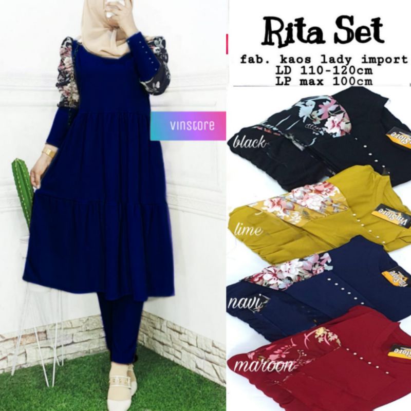 RITA SET SETELAN CELANA KAOS LADY IMPORT