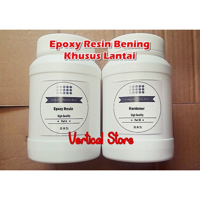 Epoxy Resin Bening Lantai Jepang 1kg Hardener 500gr