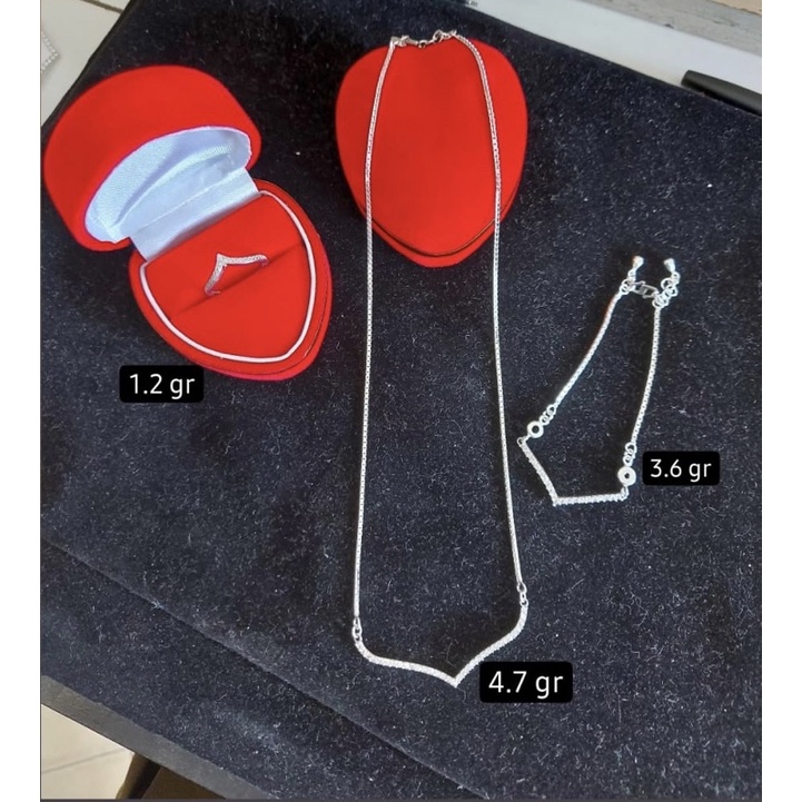 Paket Kalung Gelang Aurel,Perak Murni 100%.