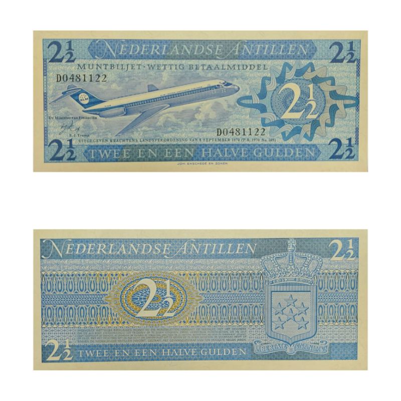Uang Negara Nederlalandse Antillen 2 1/2 2,5 EEN Gulden 1970 Kondisi UNC GRESS BARU Original 100%