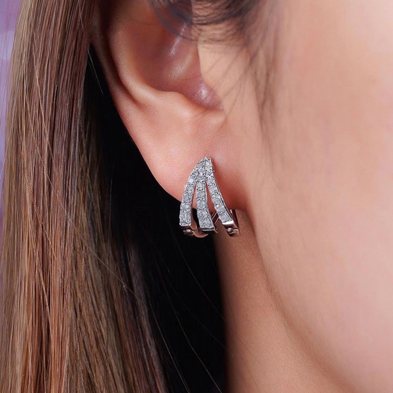 Anting Hoop Geometris Warna Silver Untuk Wanita