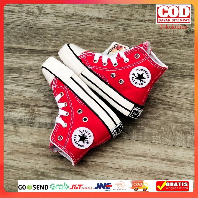 Sepati Converse Anak Merah Cabe Model Tali / Sepatu Allstar Anak / Sepatu Sneakers Anakl / Sepatu Sekolah Anak / Sepatu Anak