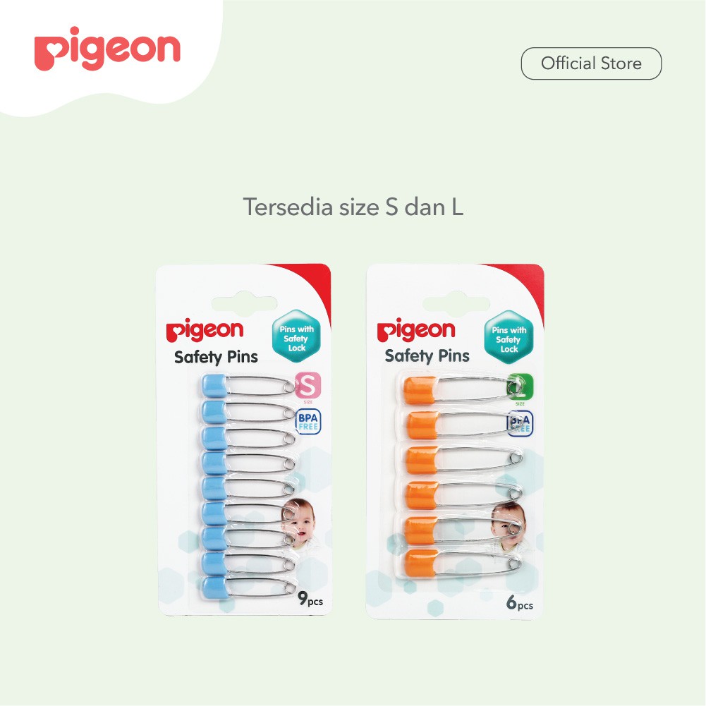 PIGEON Safety Pin Isi 9 Pcs dan 6 Pcs - Size S dan L | Peniti Bayi