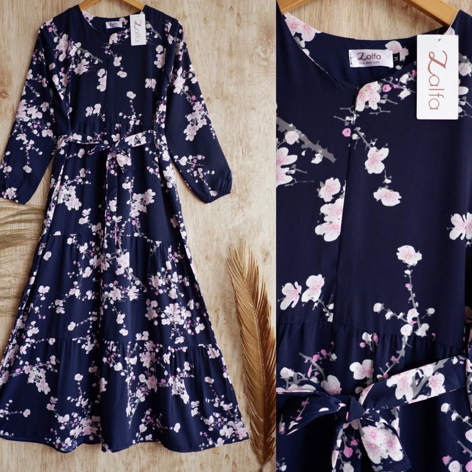 BJA.26Au22ј • SAFIRA dress by ZALFA OUTFIT / gamis motif / Gamis wanita murah / gamis bunga