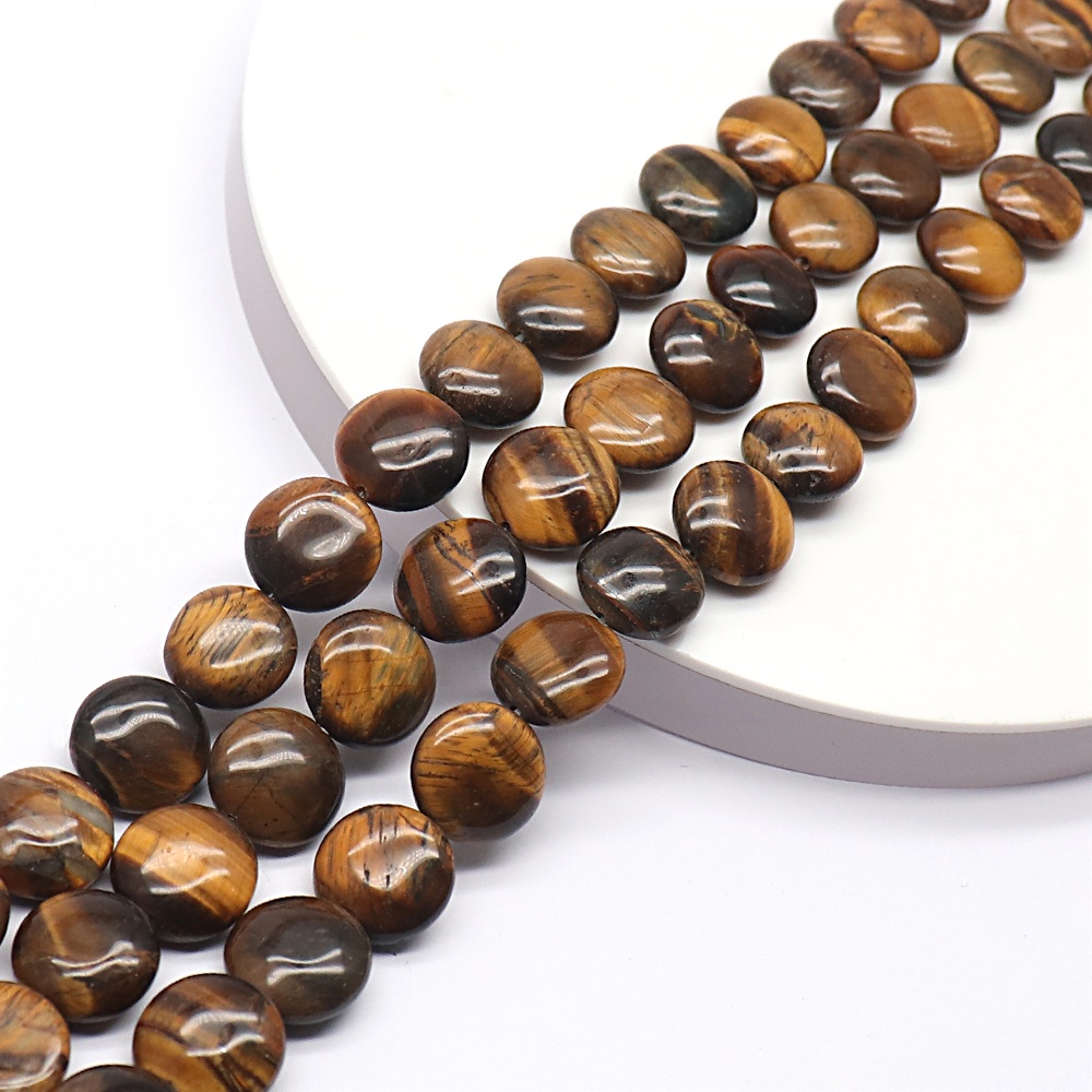 MANIK BATU TIGER EYES SIZE 14 MM BENTUK COIN | MANIK BAHAN GELANG & KALUNG TIGER EYES | MANIK BATU A